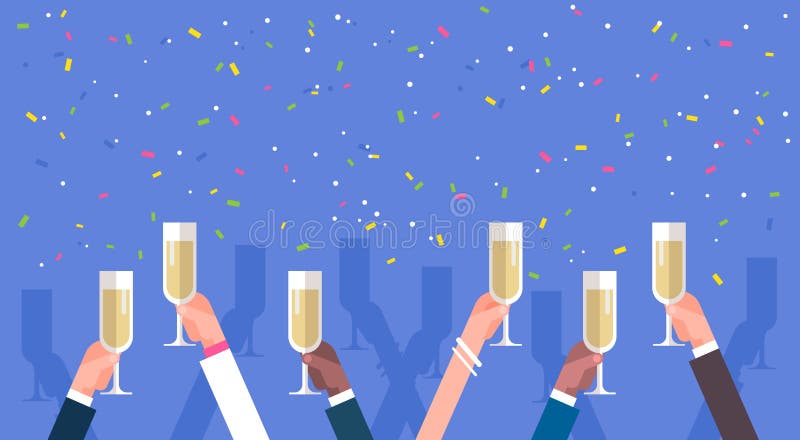 Il gruppo di uomo di affari passa la tenuta del Champagne Glasses royalty illustrazione gratis Il gruppo di uomo di affari passa la tenuta del Champagne Glasses royalty illustrazione gratis