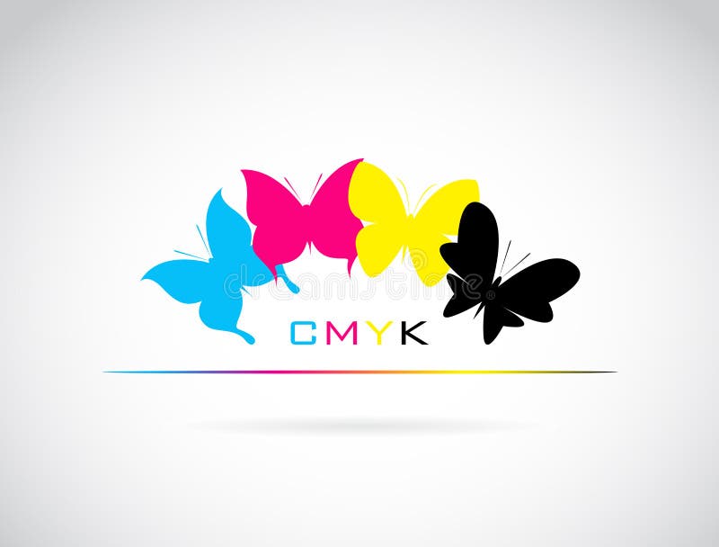 Il gruppo di vettore di farfalla ha colorato la stampa del cmyk illustrazione vettoriale Il gruppo di vettore di farfalla ha colorato la stampa del cmyk illustrazione vettoriale