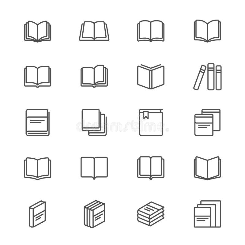 Il libro assottiglia le icone illustrazione vettoriale