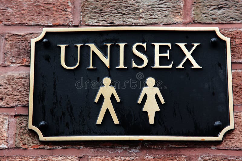 Plate with Gold signs restroom unisex. Plate with Gold signs restroom unisex