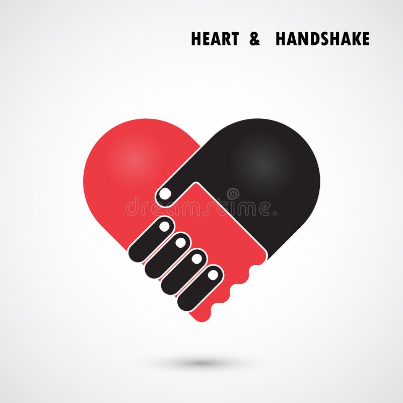 Il logo astratto creativo di vettore del cuore e della stretta di mano progetta illustrazione vettoriale Il logo astratto creativo di vettore del cuore e della stretta di mano progetta illustrazione vettoriale