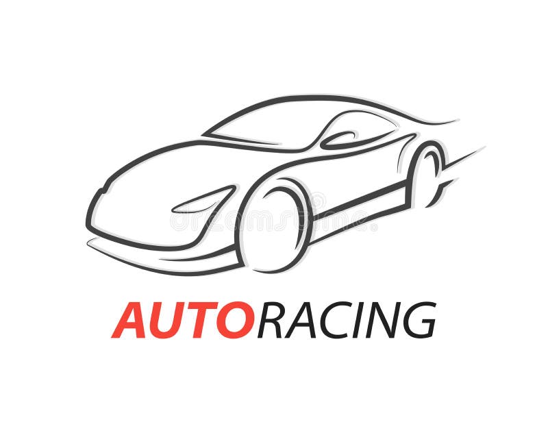 Il logo dell'automobile di automobilismo di concetto con il supercar mette in mostra la siluetta del veicolo illustrazione vettoriale