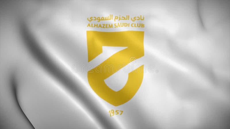 Il logo di alhazem sport club su una bandiera che sventola in un loop animato ravvicinato vedrete 4k video saudita lega profession