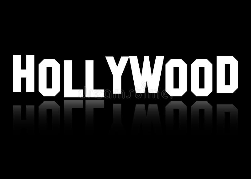 Il logo di vettore di Hollywood, lettere bianche ha isolato o fondo nero royalty illustrazione gratis