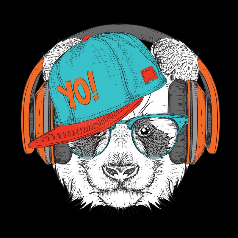 Il manifesto con il ritratto del panda di immagine in cappello hip-hop Illustrazione di vettore illustrazione vettoriale Il manifesto con il ritratto del panda di immagine in cappello hip-hop Illustrazione di vettore illustrazione vettoriale