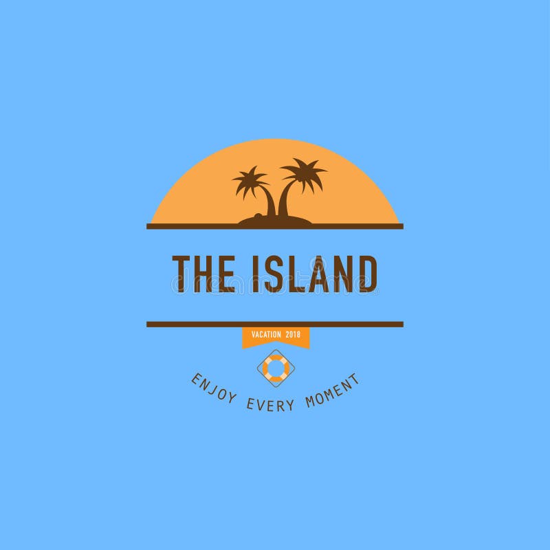 Il marchio di design del logo dell'isola di cocco illustrazione vettoriale