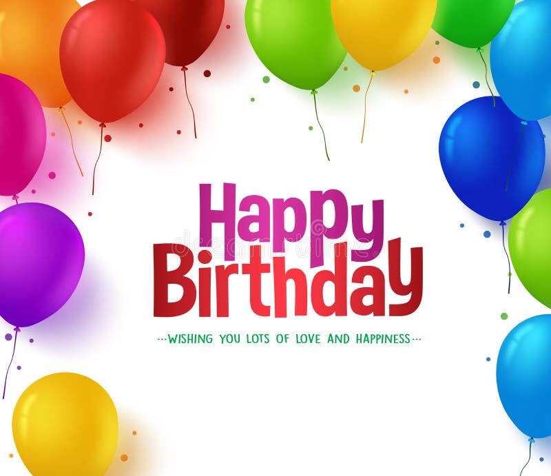 Il mazzo variopinto realistico 3d di buon compleanno Balloons il fondo illustrazione vettoriale