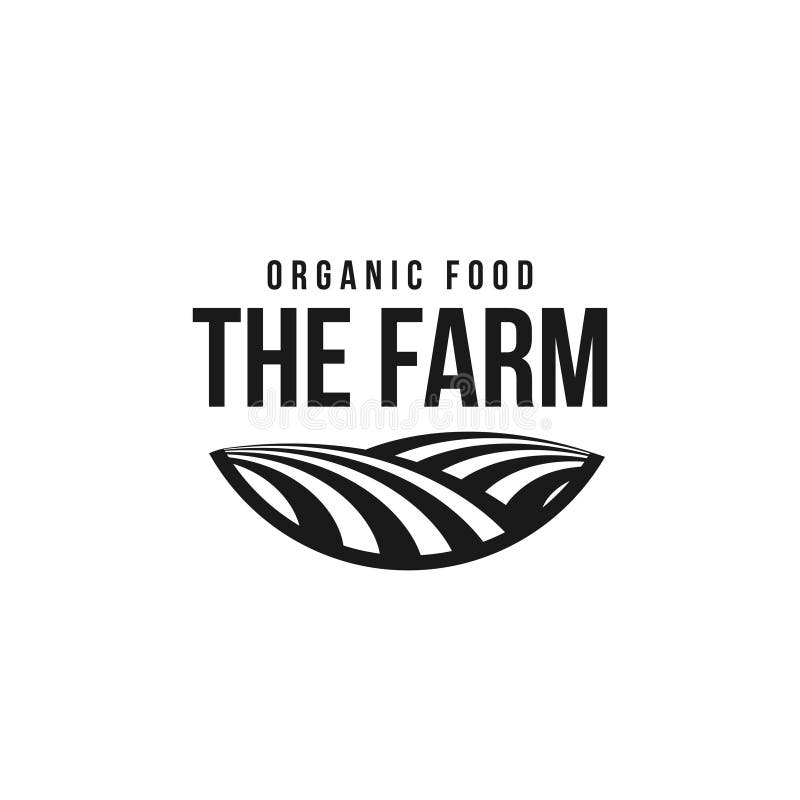 Il modello di logo dell'azienda agricola Siluetta del prato, simbolo della terra con l'orizzonte nella prospettiva Distintivo del