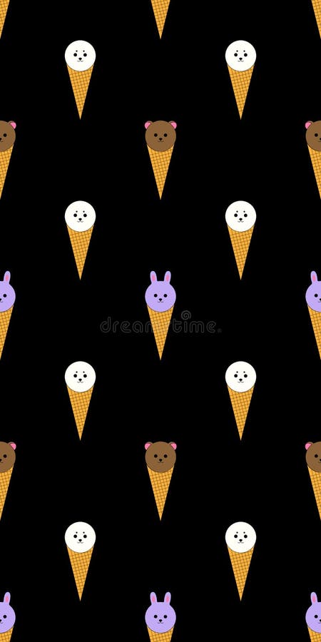 Il modello senza cuciture del gelato puerile sveglio con le foche della Groenlandia, conigli e riguarda un fondo nero illustrazione vettoriale Il modello senza cuciture del gelato puerile sveglio con le foche della Groenlandia, conigli e riguarda un fondo nero illustrazione vettoriale