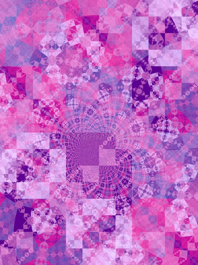An abstract quilt blocks, tiles and squares pattern fractal texture in purple and pink colors. An abstract quilt blocks, tiles and squares pattern fractal texture in purple and pink colors