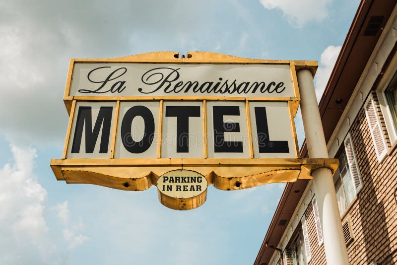 Travel photograph of la Renaissance Motel sign in Detroit Michigan. Travel photograph of la Renaissance Motel sign in Detroit Michigan