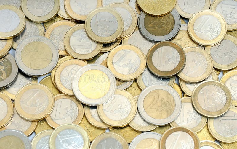 Mucchio di monete euro fotografie stock