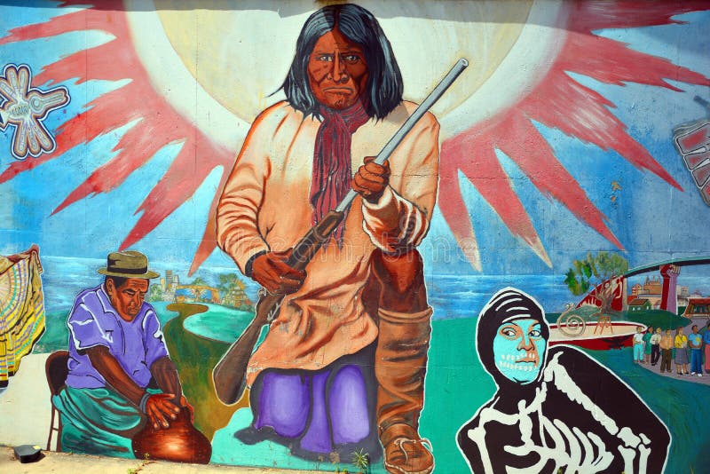 Il murale racconta la storia della gente degli americani dei messicani