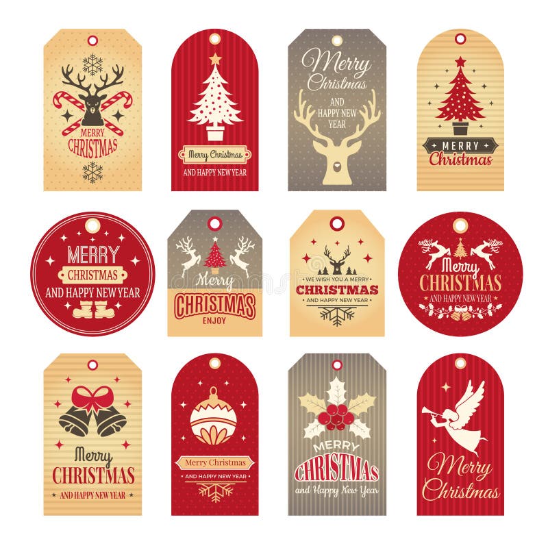 Il natale contrassegna le decorazioni isolate Etichette e distintivi di festa con gli elementi del nuovo anno di inverno e le ill illustrazione vettoriale Il natale contrassegna le decorazioni isolate Etichette e distintivi di festa con gli elementi del nuovo anno di inverno e le ill illustrazione vettoriale