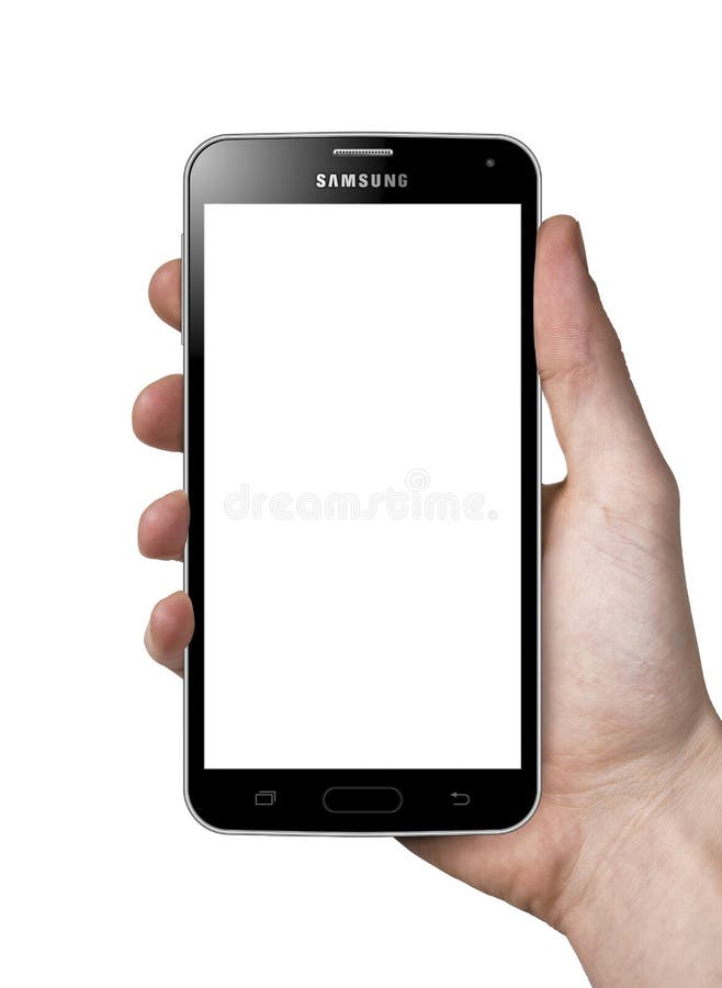 Il nero della galassia S5 di Samsung della tenuta immagini stock