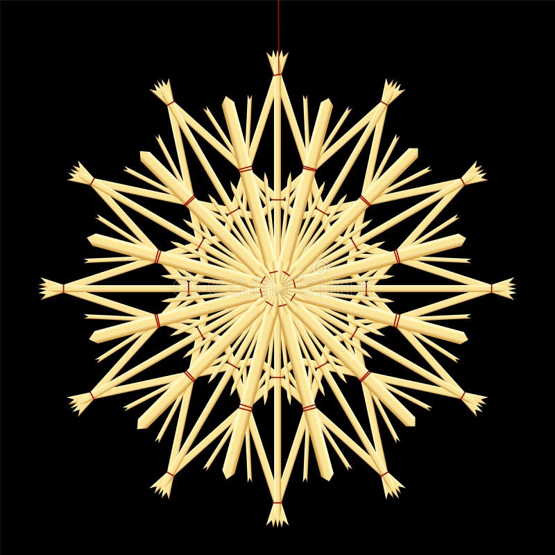 Il nero di Straw Star Christmas Tree Decoration royalty illustrazione gratis Il nero di Straw Star Christmas Tree Decoration royalty illustrazione gratis