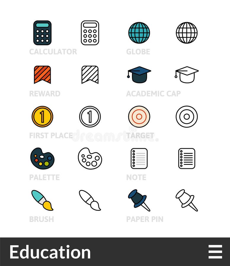 Il nero ed il colore descrivono le icone, linea sottile progettazione del colpo di stile royalty illustrazione gratis Il nero ed il colore descrivono le icone, linea sottile progettazione del colpo di stile royalty illustrazione gratis