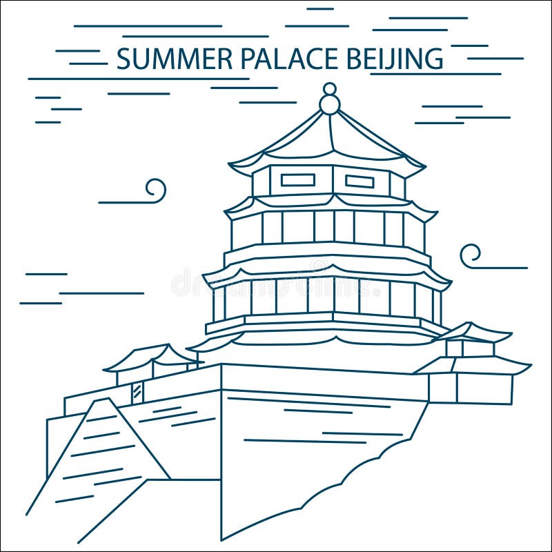 Il paesaggio del palazzo di estate, Pechino, Cina illustrazione vettoriale Il paesaggio del palazzo di estate, Pechino, Cina illustrazione vettoriale