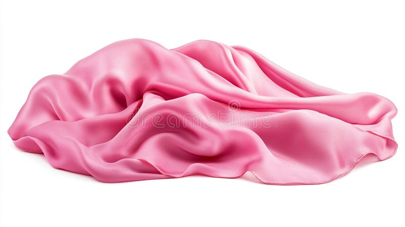 Il panno di seta rosa scorre splendidamente su fondo bianco isolato. Taglia