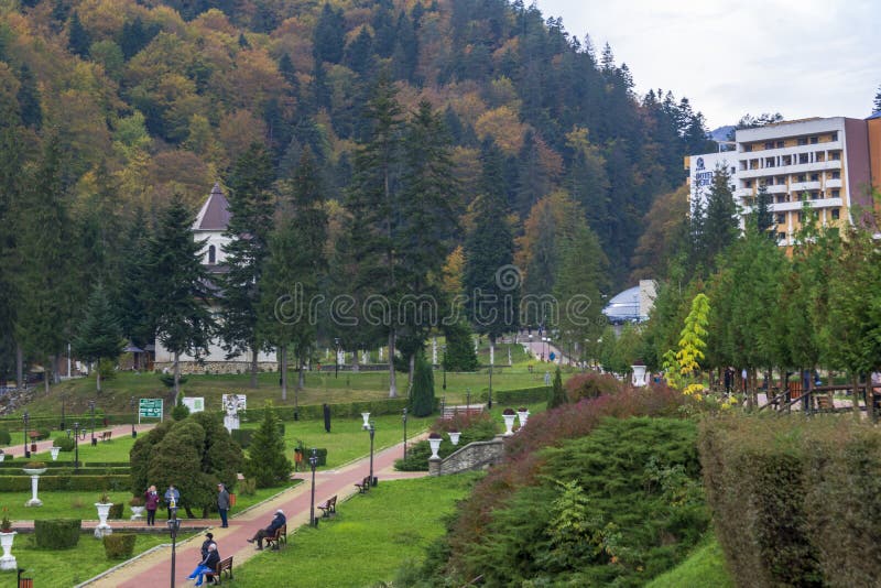 Il Parco Centrale di Slanic Moldova, Bacau, Romania fotografia stock libera da diritti