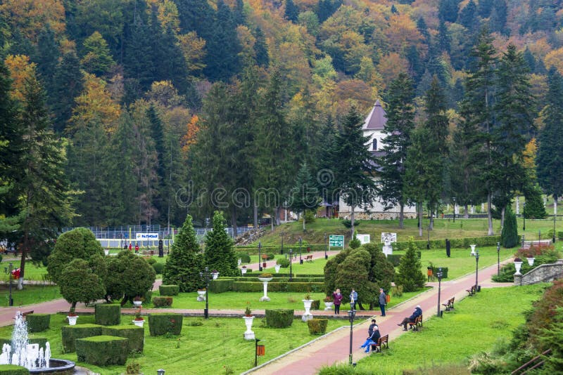 Il Parco Centrale di Slanic Moldova, Bacau, Romania immagine stock