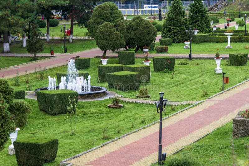 Il Parco Centrale di Slanic Moldova, Bacau, Romania fotografia stock