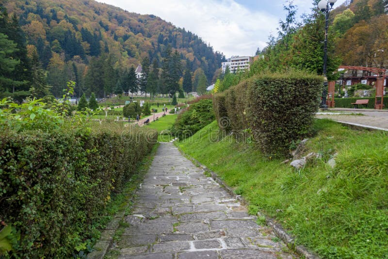 Il Parco Centrale di Slanic Moldova, Bacau, Romania fotografie stock
