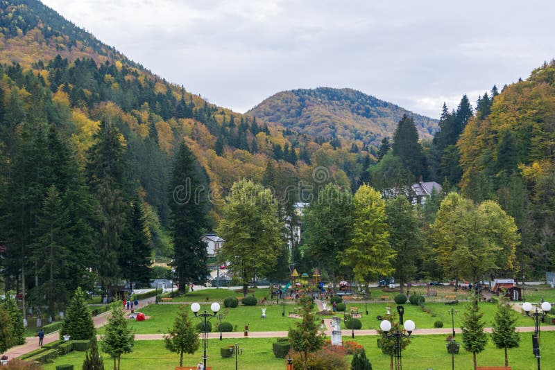 Il Parco Centrale di Slanic Moldova, Bacau, Romania immagine stock libera da diritti