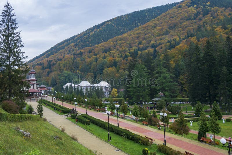 Il Parco Centrale di Slanic Moldova, Bacau, Romania fotografie stock