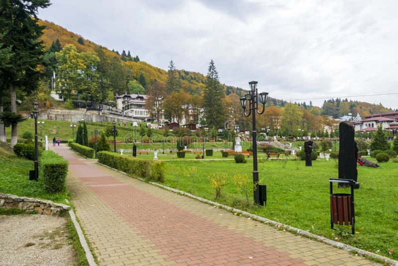Il Parco Centrale di Slanic Moldova, Bacau, Romania fotografie stock libere da diritti