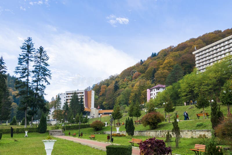 Il Parco Centrale di Slanic Moldova, Bacau, Romania fotografie stock libere da diritti