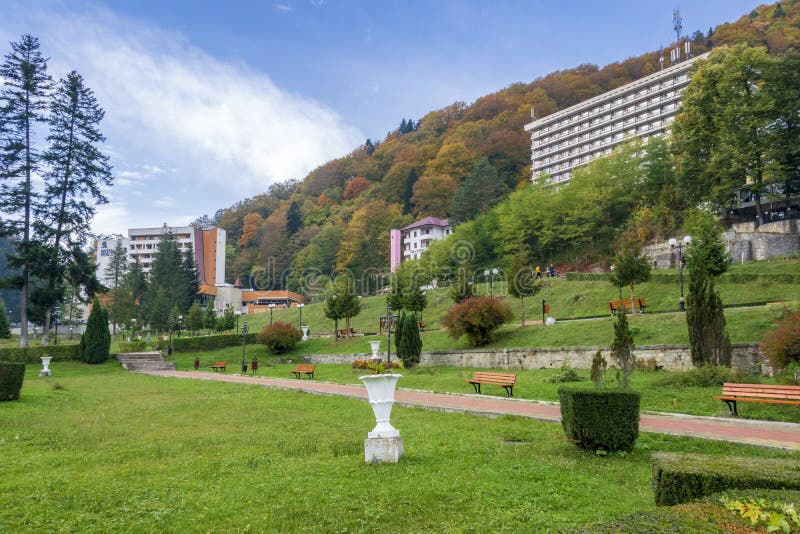 Il Parco Centrale di Slanic Moldova, Bacau, Romania fotografia stock libera da diritti