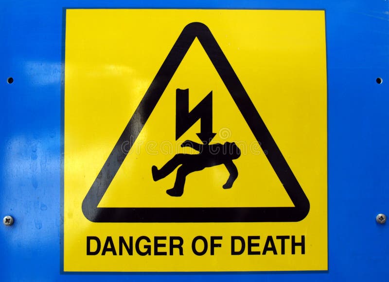 Signal of danger of death by electrocution following an electric shock. Signal of danger of death by electrocution following an electric shock