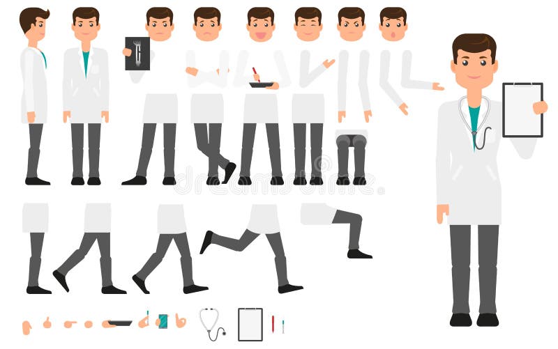 Il piano fa l'insieme della creazione del carattere di medico illustrazione di stock Il piano fa l'insieme della creazione del carattere di medico illustrazione di stock