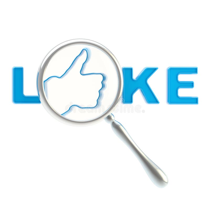 Il pollice gradice il simbolo sotto il magnifier illustrazione di stock Il pollice gradice il simbolo sotto il magnifier illustrazione di stock