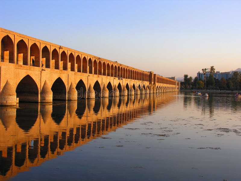 The Si-o-se Pol (the Bridge of 33 Arches), also known as the Allah-Verdi Khan Bridge, across the Zayandeh River, in Isfahan, Iran. The Si-o-se Pol (the Bridge of 33 Arches), also known as the Allah-Verdi Khan Bridge, across the Zayandeh River, in Isfahan, Iran.