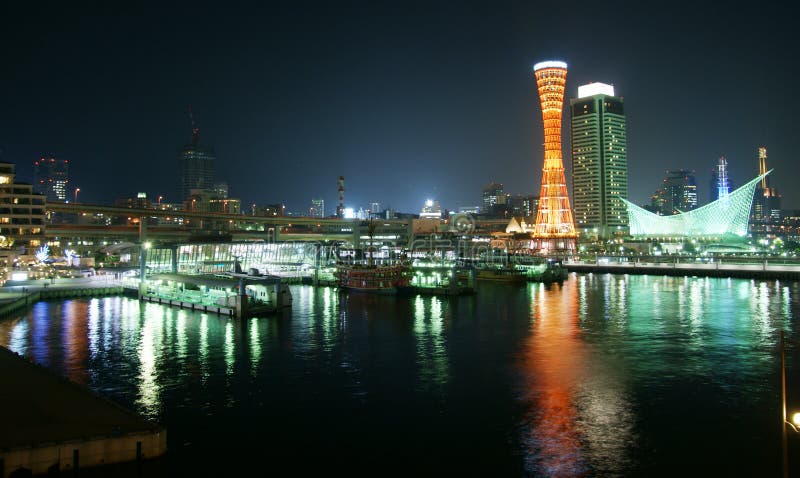 The harbor of Kobe in Japan,night scenic. The harbor of Kobe in Japan,night scenic.