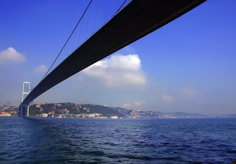 Il primo ponte del Bosforo a Costantinopoli immagine stock Il primo ponte del Bosforo a Costantinopoli immagine stock