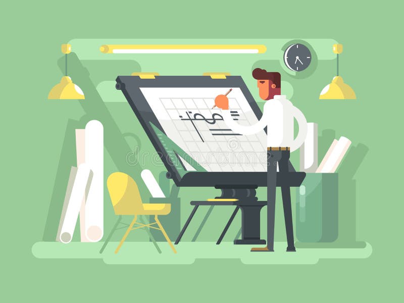 Il progetto dell'ingegnere disegna illustrazione vettoriale
