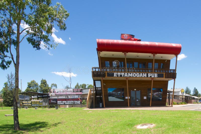 The Ettamogah Pub is a cartoon pub that was featured in the now defunct Australasian Post magazine. The cartoonist Ken Maynard, loving empty spaces and having nothing around him, enjoyed an area just outside of Albury at Table Top, named Ettamogah, thus christening the name of his now famous pub the Ettamogah Pub . The first Ettamogah Pub of a chain of such pubs was built there and copies now exist in various parts of Australia including Sydney, the Sunshine Coast and Cunderdin. The Ettamogah Pub is a cartoon pub that was featured in the now defunct Australasian Post magazine. The cartoonist Ken Maynard, loving empty spaces and having nothing around him, enjoyed an area just outside of Albury at Table Top, named Ettamogah, thus christening the name of his now famous pub the Ettamogah Pub . The first Ettamogah Pub of a chain of such pubs was built there and copies now exist in various parts of Australia including Sydney, the Sunshine Coast and Cunderdin.