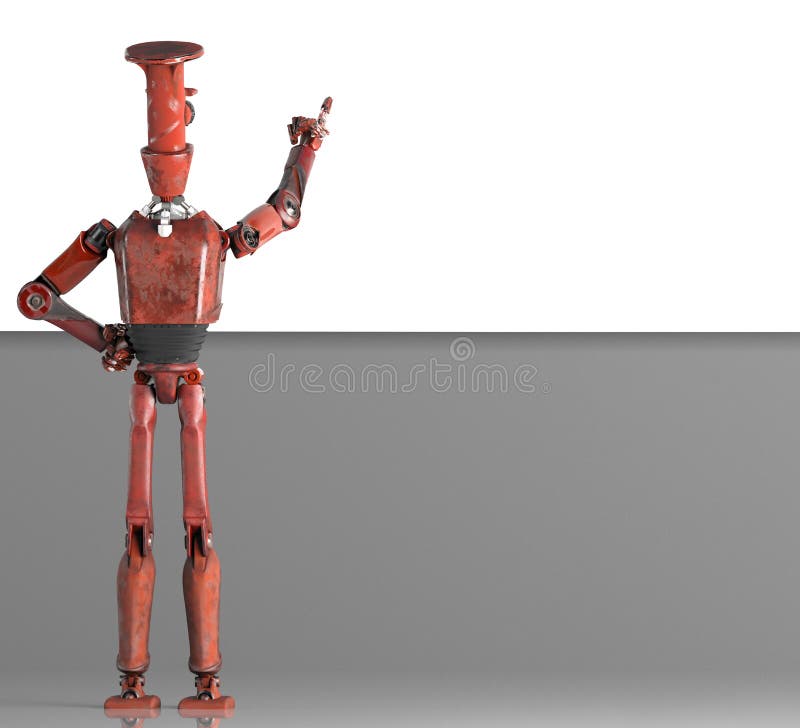 Il retro vitage del robot d? una occhiata a fuori da dietro l'insegna di pareti illustrazione vettoriale Il retro vitage del robot d? una occhiata a fuori da dietro l'insegna di pareti illustrazione vettoriale