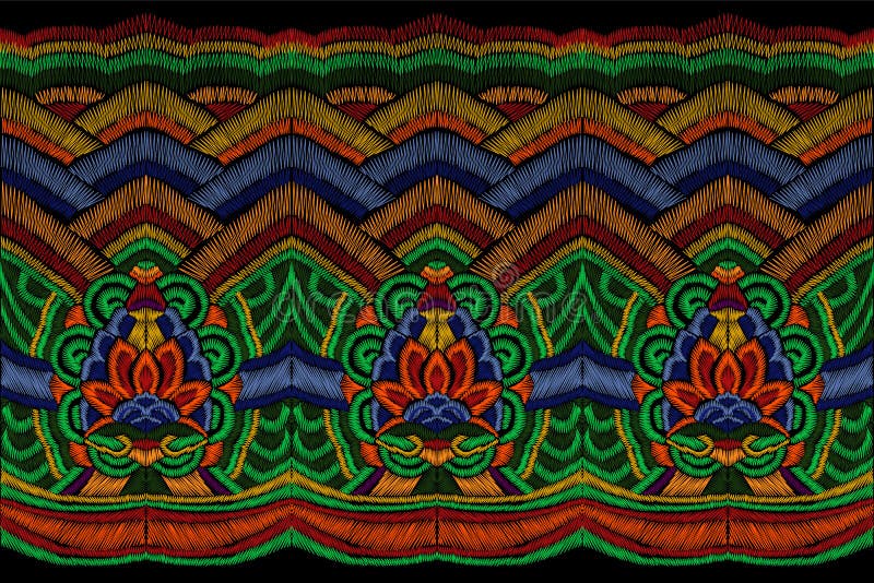 Il ricamo tradizionale copre la decorazione Confine senza cuciture orientale asiatico etnico variopinto di modo coreano nazionale royalty illustrazione gratis Il ricamo tradizionale copre la decorazione Confine senza cuciture orientale asiatico etnico variopinto di modo coreano nazionale royalty illustrazione gratis