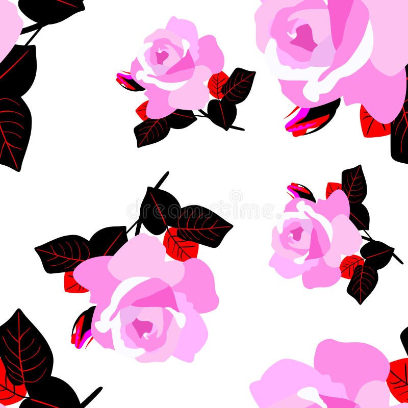 Il rosa è aumentato fiori isolati sul modello senza cuciture del fondo bianco Stampa per tessuto royalty illustrazione gratis Il rosa è aumentato fiori isolati sul modello senza cuciture del fondo bianco Stampa per tessuto royalty illustrazione gratis