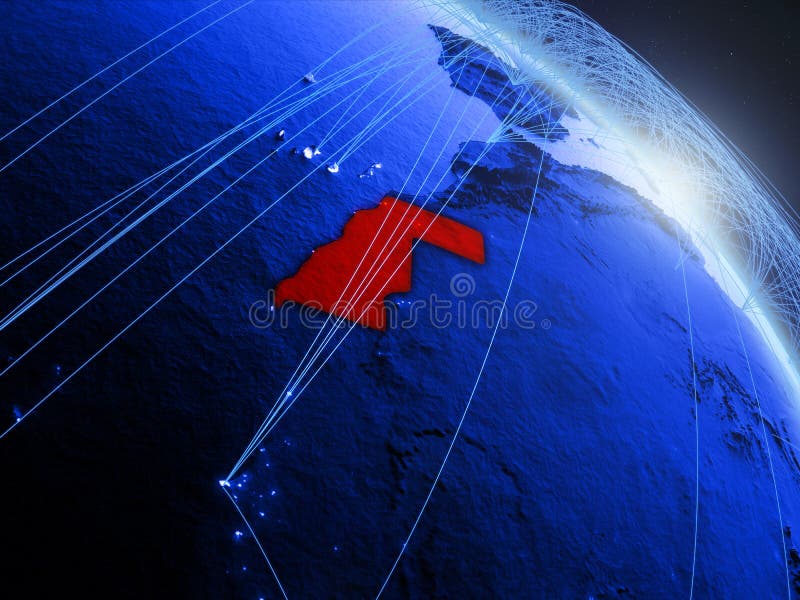 Il Sahara occidentale sul globo digitale blu blu illustrazione di stock Il Sahara occidentale sul globo digitale blu blu illustrazione di stock
