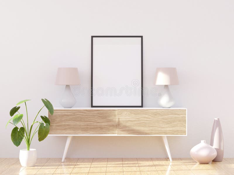 Il salone moderno accogliente luminoso con mobilia leggera, 3d rende illustrazione di stock Il salone moderno accogliente luminoso con mobilia leggera, 3d rende illustrazione di stock