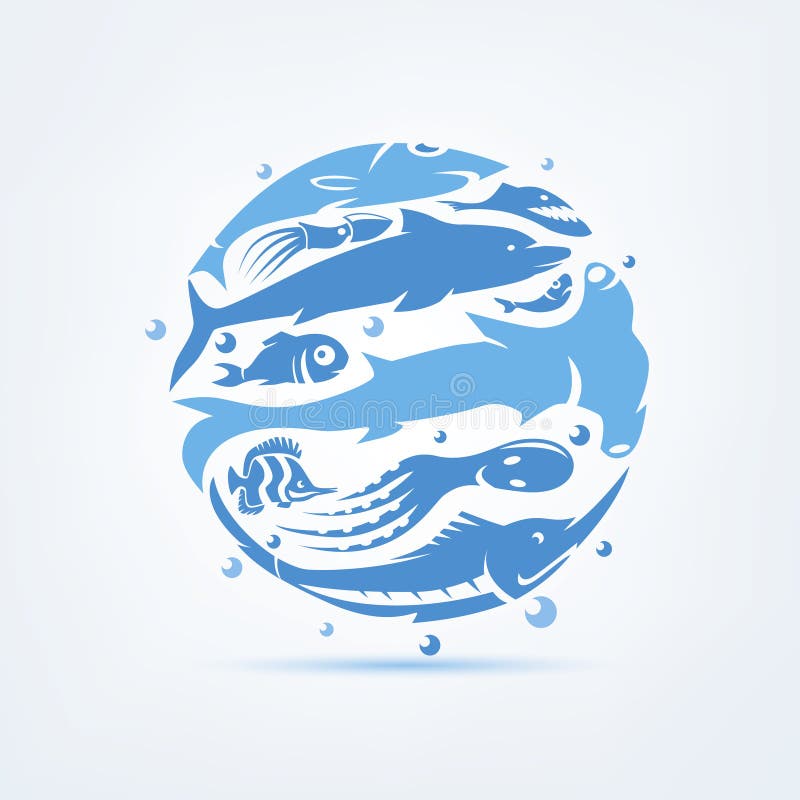 Il sealife blu del pianeta ha stilizzato il simbolo di vettore, l'insieme delle icone e sy illustrazione vettoriale Il sealife blu del pianeta ha stilizzato il simbolo di vettore, l'insieme delle icone e sy illustrazione vettoriale