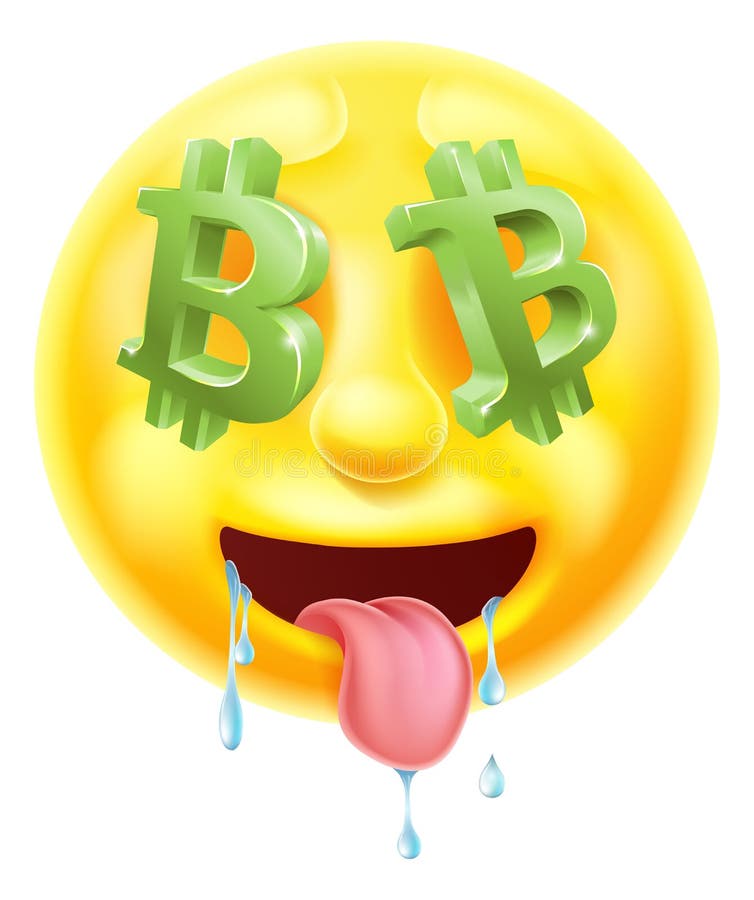 Bitcoin sign eyes drooling emoticon emoji character icon. Bitcoin sign eyes drooling emoticon emoji character icon