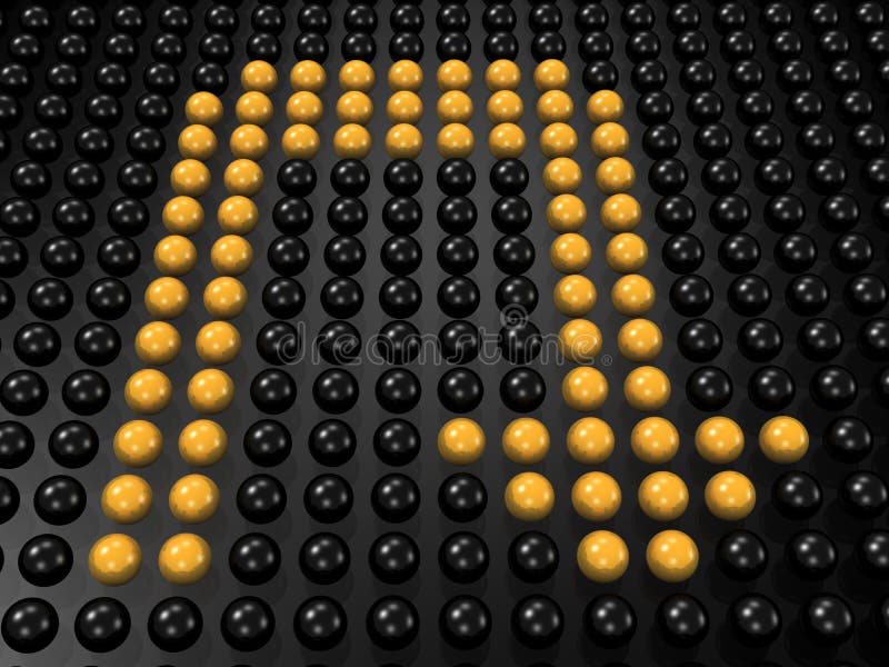 Yellow u turn sign formed by group of sphere 3d rendered. Yellow u turn sign formed by group of sphere 3d rendered