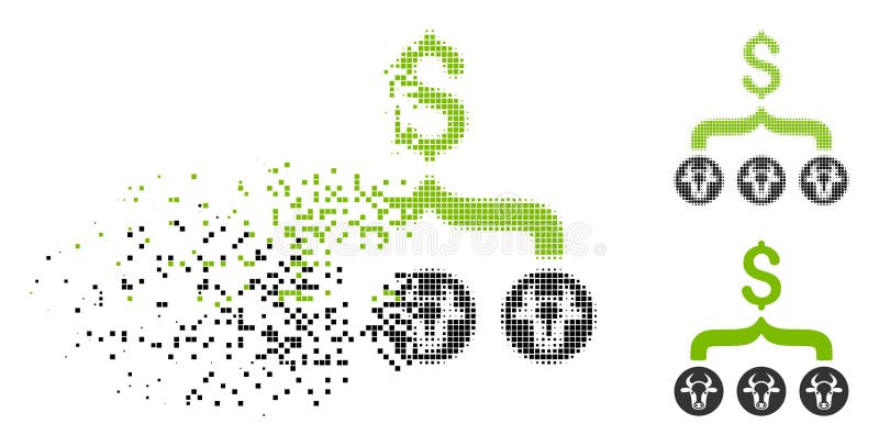 Il semitono dissolto del pixel intimorisce l'icona del dollaro di risultato illustrazione di stock