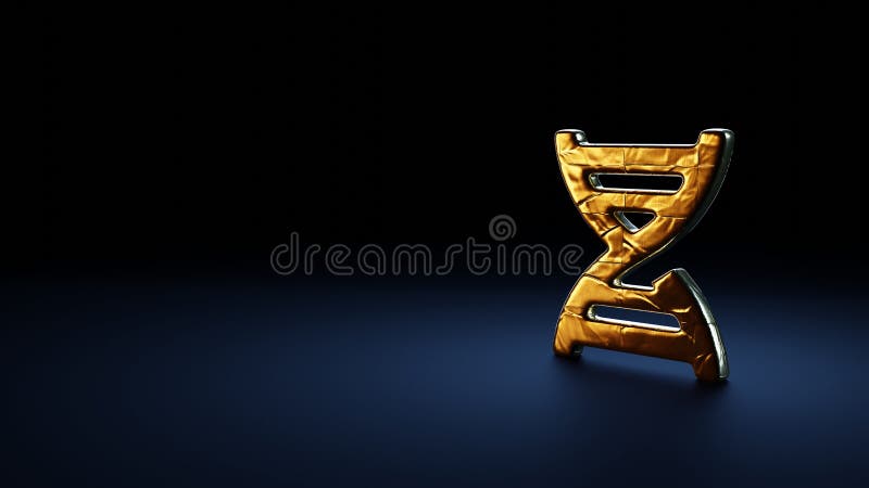 Il simbolo della rendering 3d del DNA è avvolto nella pellicola d'oro su fondo blu scuro royalty illustrazione gratis